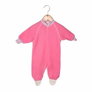 OBION Vintage 70s Baby Fleece Footsies - Pink